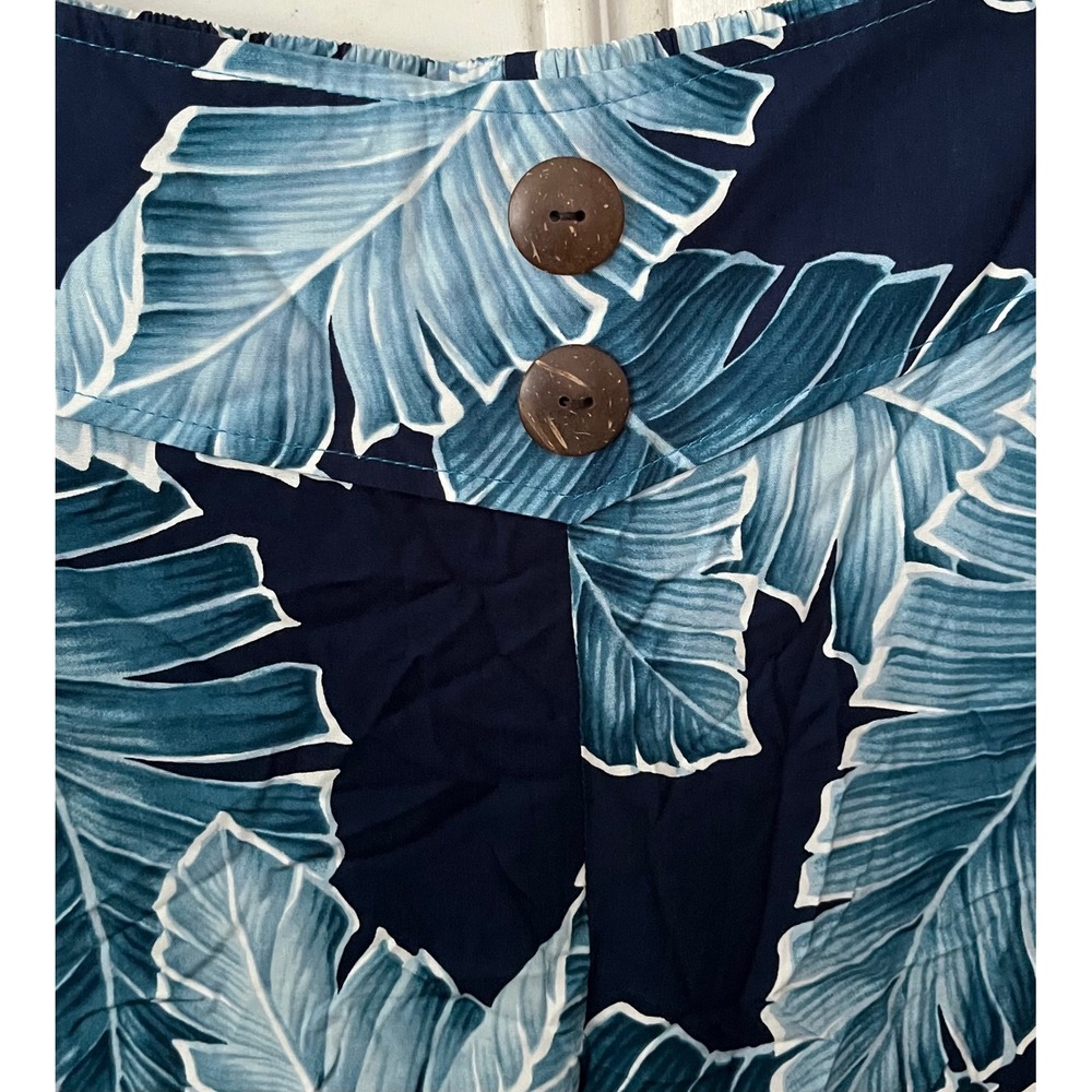 Hawaiian Wide Leg Palazzo Pants Blue Tropical Small - Picture 5 of 7